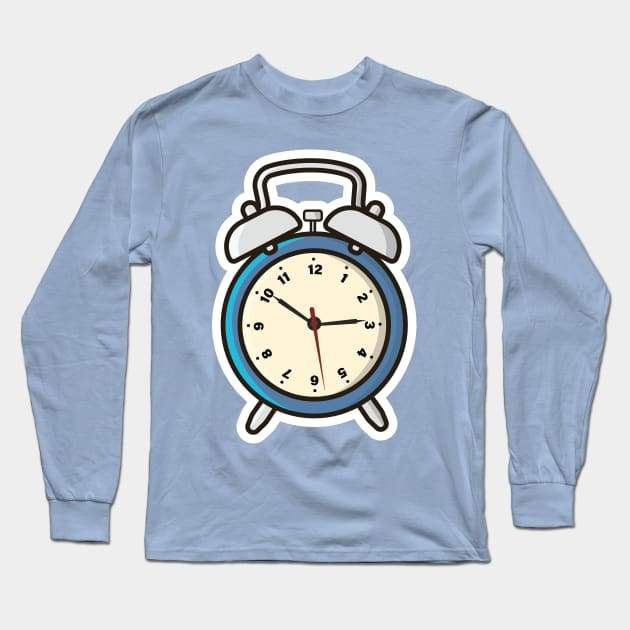 Table Alarm Clock Sticker vector illustration. Home interior object icon concept. Alarm clock for wake-up on time concept. Timmer alarm clock sticker design logo with shadow. Long Sleeve T-Shirt by AlviStudio